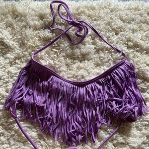 L space fringe bathing suit top